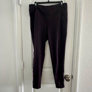 Tangerine Womens XXL Plum High-Waisted Leggings W/Ruched Side Details Stretchy F